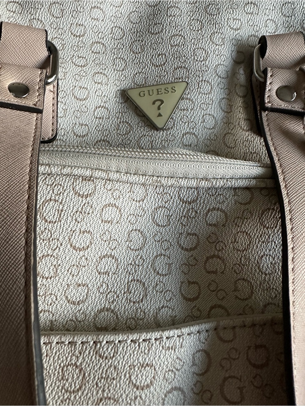GUESS Beige Logo-Print Backpack or Diaper bag
